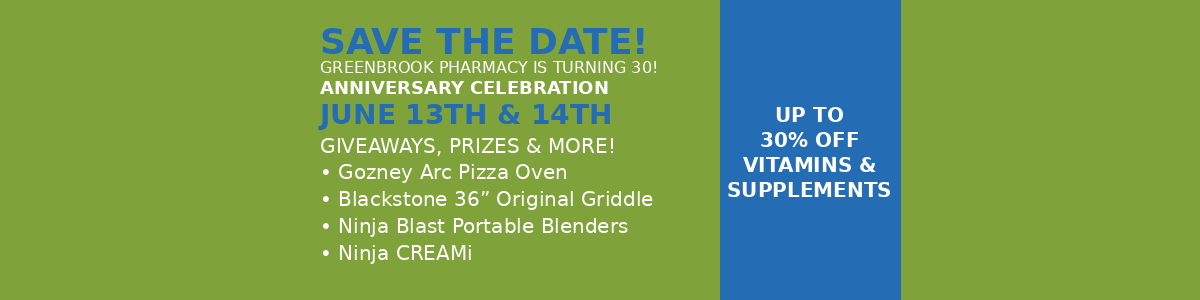 You're Invited! Greenbrook Pharmacy Celebrates 30 Years & Launches Online!