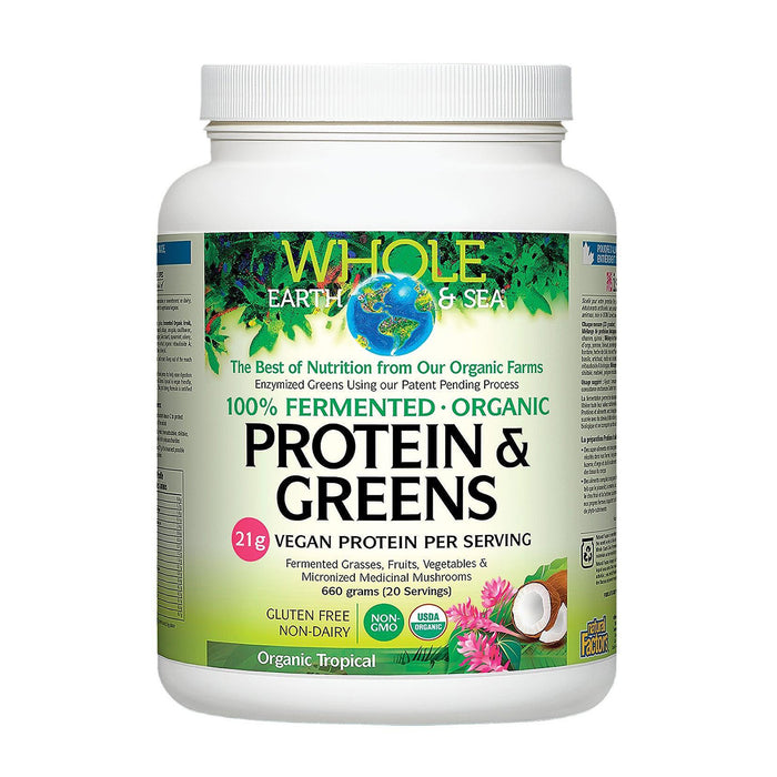 Natural Factors | Whole Earth & Sea Fermented & Organic Tropical Flavour Protein & Greens Powder