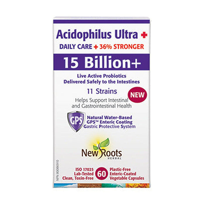 New Roots | Acidophilus Ultra+ Daily Care with 15 Billion Live Cells Probiotic Vegetarian Capsules