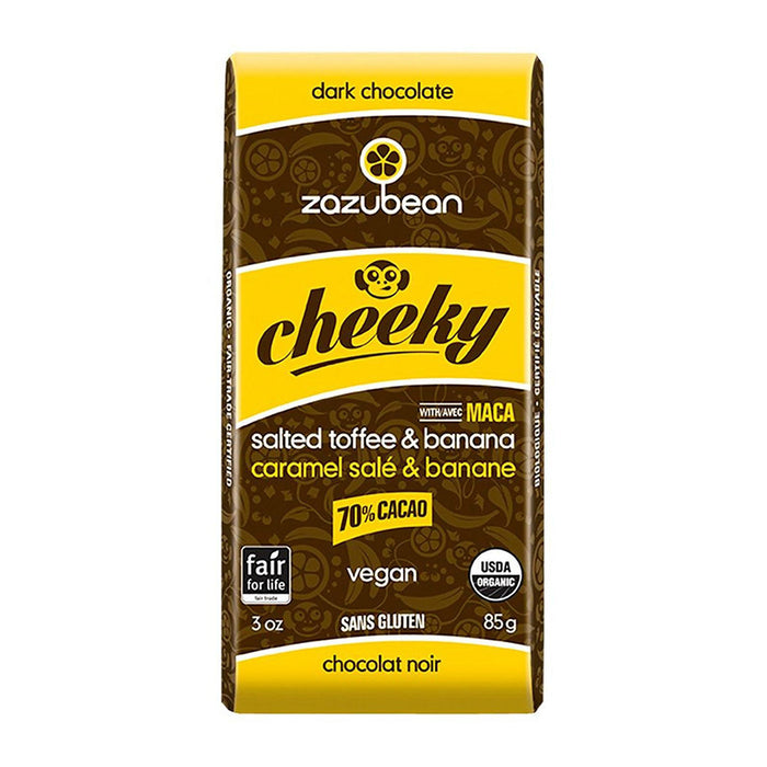 Zazubean | Cheeky Dark Chocolate Bar With Salted Toffee & Banana