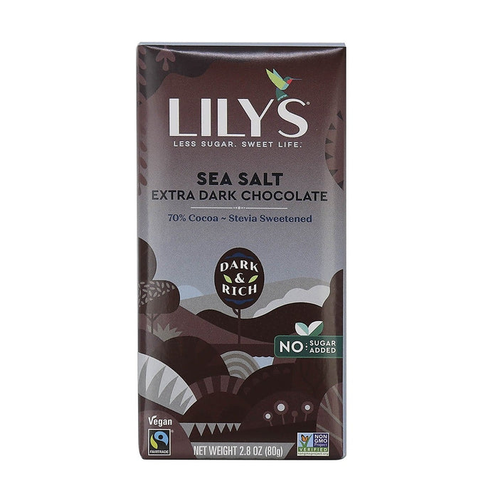 Lily's | Sea Salt Extra Dark Sugar Free 70% Cocoa Chocolate Bar