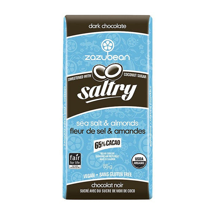 Zazubean | Saltry Dark Chocolate Bar With Sea Salt & Almonds