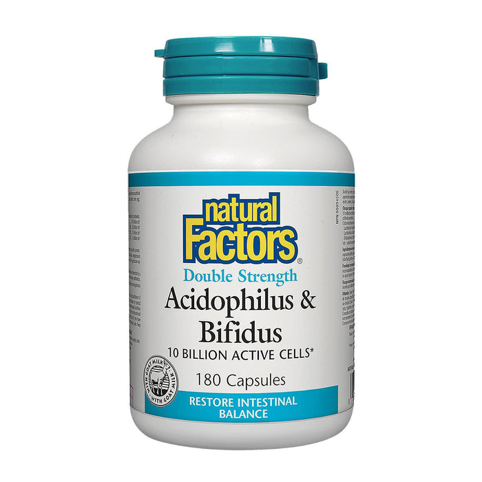 Natural Factors | Double Strength Acidophilus & Bifidus 10 Billion Probiotic Capsules