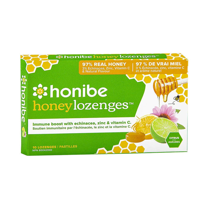 Honibe | Immune Boost Citrus Flavour Honey Lozenges With Echinacea, Zinc & Vitamin C