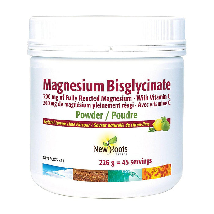 New Roots | Magnesium Bisglycinate Lemon-Lime Fully Reacted Powder 226g