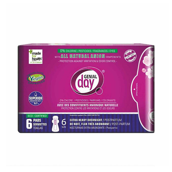 Genial Day | Extra Heavy Overnight Pads With Anion Strip