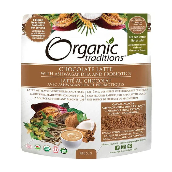 Organic Traditions | Chocolate Latte Powder With Ashwagandha & Probiotics