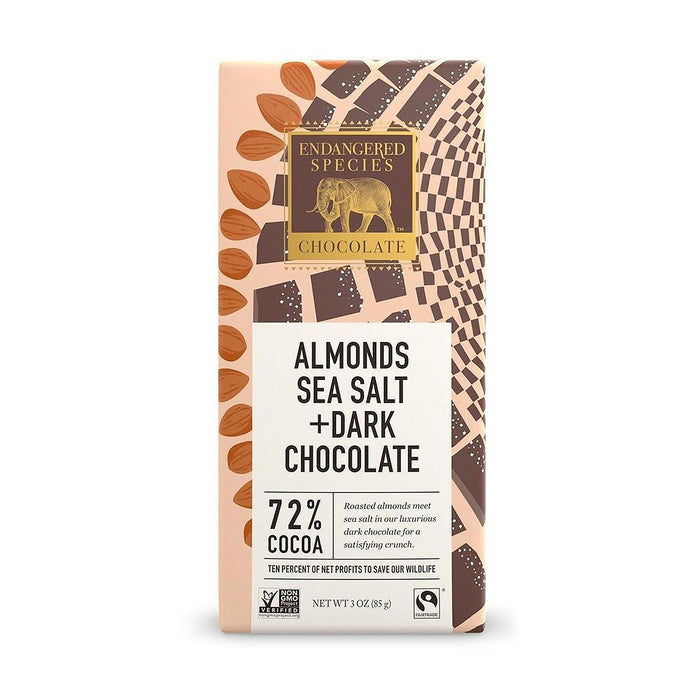 Endangered Species | 72% Cacao Almonds Sea Salt & Dark Chocolate Bar