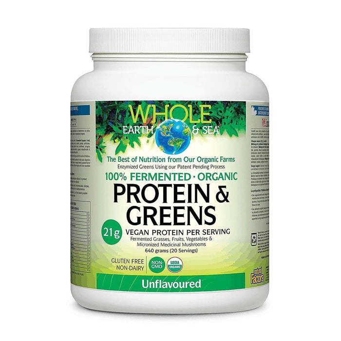 Natural Factors | Whole Earth & Sea Fermented & Organic Unflavoured Protein & Greens Powder