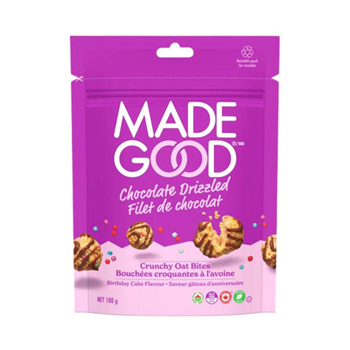 Made Good | Chocolate Drizzled Birthday Cake Crunchy Oat Bites
