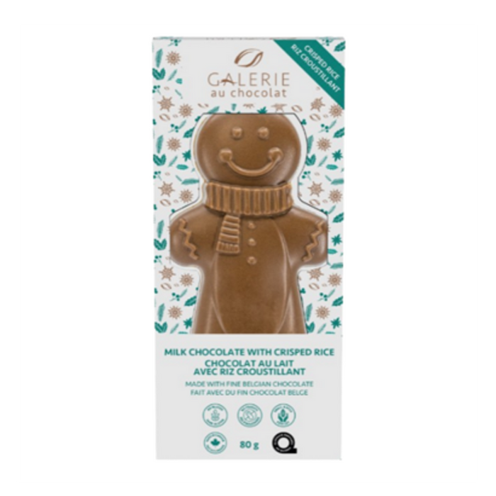 Galerie Au Chocolat | Milk Chocolate Crisped Rice Gingerbread Man 80g