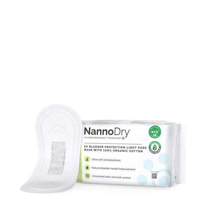 NannoDry | Light Absorbency Unisex Incontinence Pads 20-Count