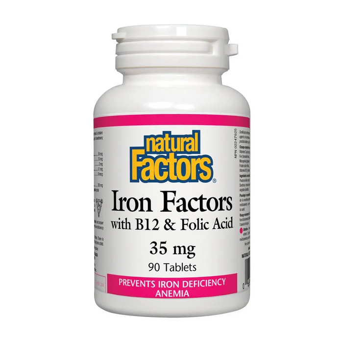 Natural Factors | Iron Factors With B12 & Folic Acid 35mg Tablets