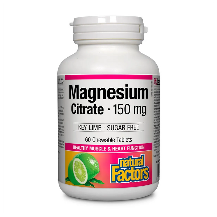 Natural Factors | Magnesium Citrate 150mg Key Lime Flavour Chewable Tablets