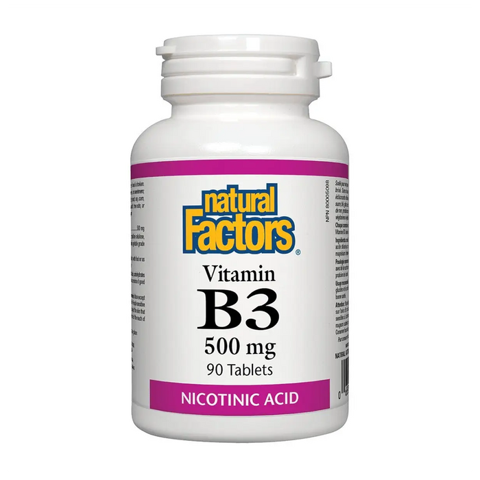 Natural Factors | Vitamin B3 (Nicotinic Acid) 500mg Tablets