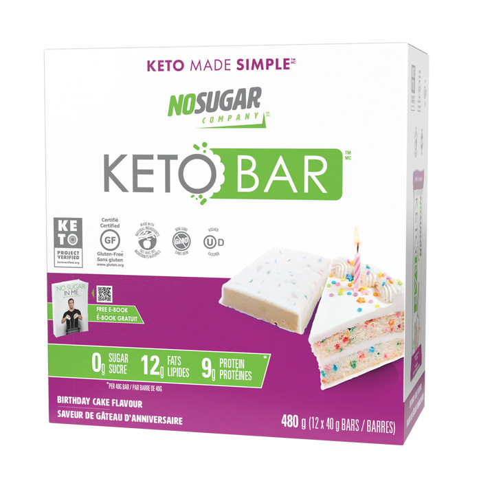 No Sugar Company | Birthday Cake Keto Bar Box(12x40g) Net Wt. 480g