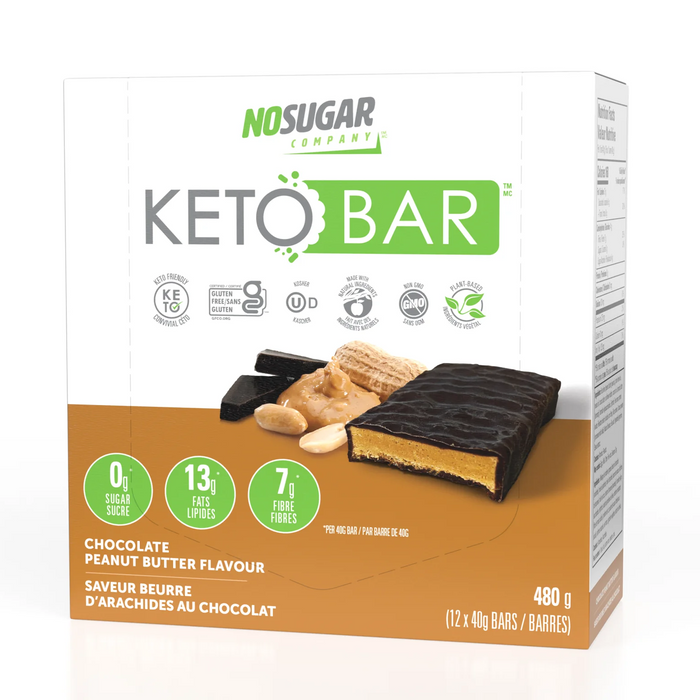 No Sugar Company | Chocolate Peanut Butter Keto Bar Box (12x40g) Net Wt. 480g