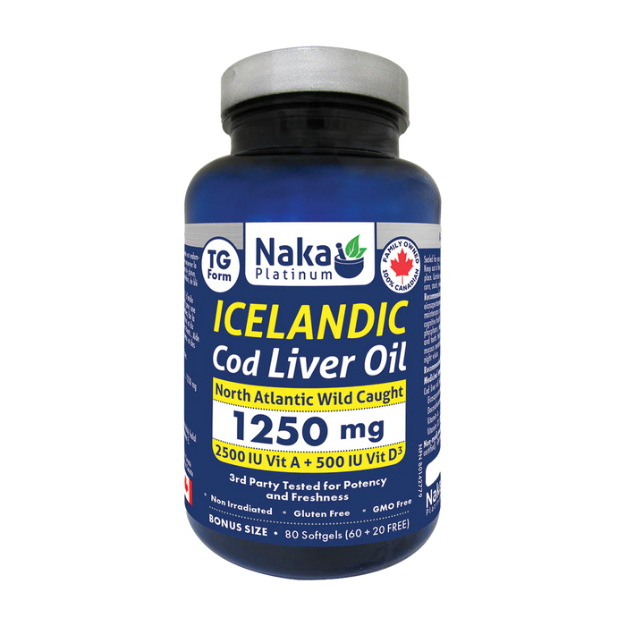 Naka Platinum | Icelandic Cod Liver 1250mg Oil Softgels 80's
