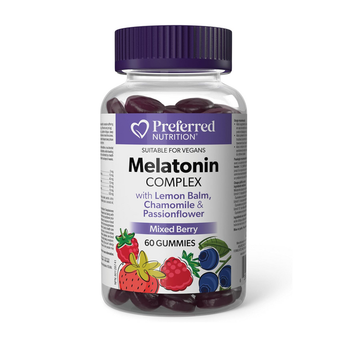 Preferred Nutrition | Melatonin Complex With Lemon Balm, Chamomile & Passionflower Mixed Berry Flavoured Gummies 60's