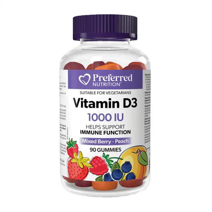Preferred Nutrition | Vitamin D3 1000IU Mixed Berry & Peach Gummies