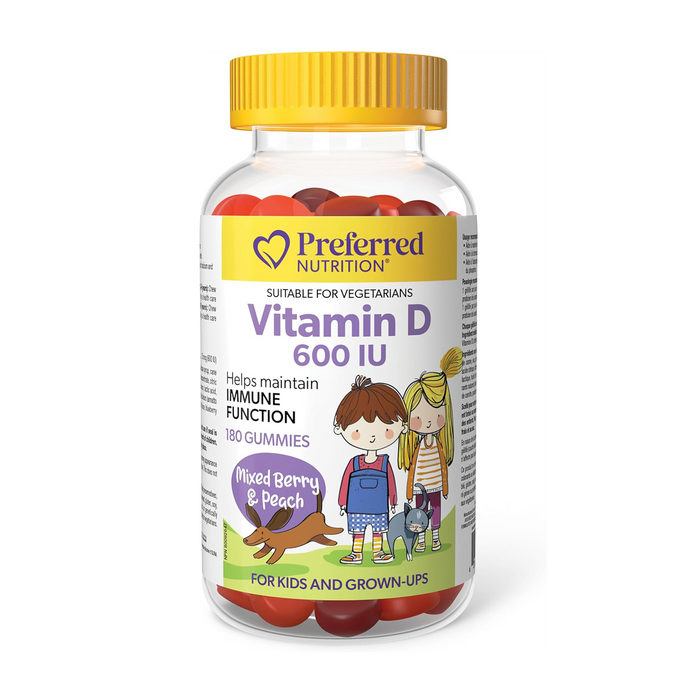 Preferred Nutrition | Vitamin D 600IU Mixed Berry & Peach Gummies