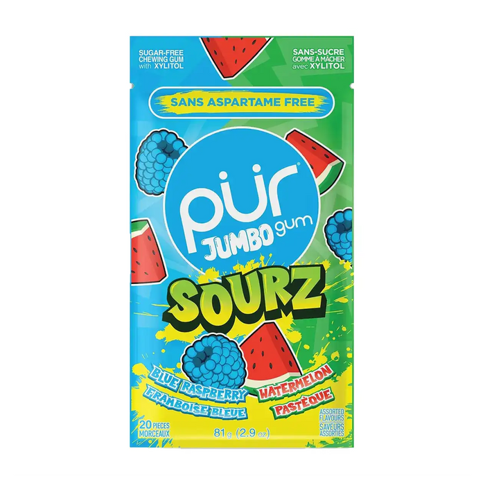 Pur | Blue Raspberry/Watermelon Jumbo Gum Bag 81g