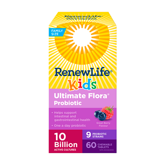 Renew Life | Ultimate Flora Kids Probiotic 10 Billion Active Cultures 60 Chewable Tablets