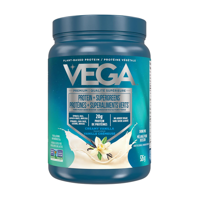 Vega | Creamy Vanilla Protein+Supergreens Drink Mix Powder 526g