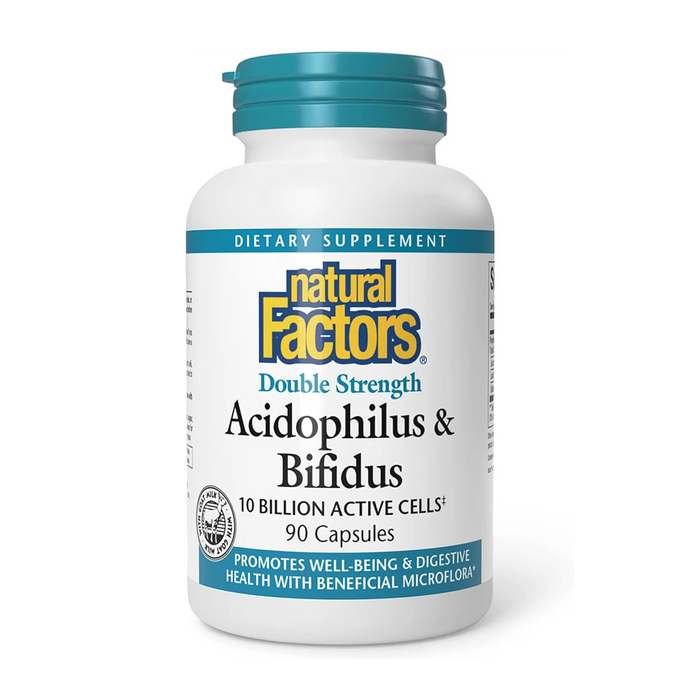 Natural Factors | Double Strength Acidophilus & Bifidus 10 Billion Probiotic Capsules
