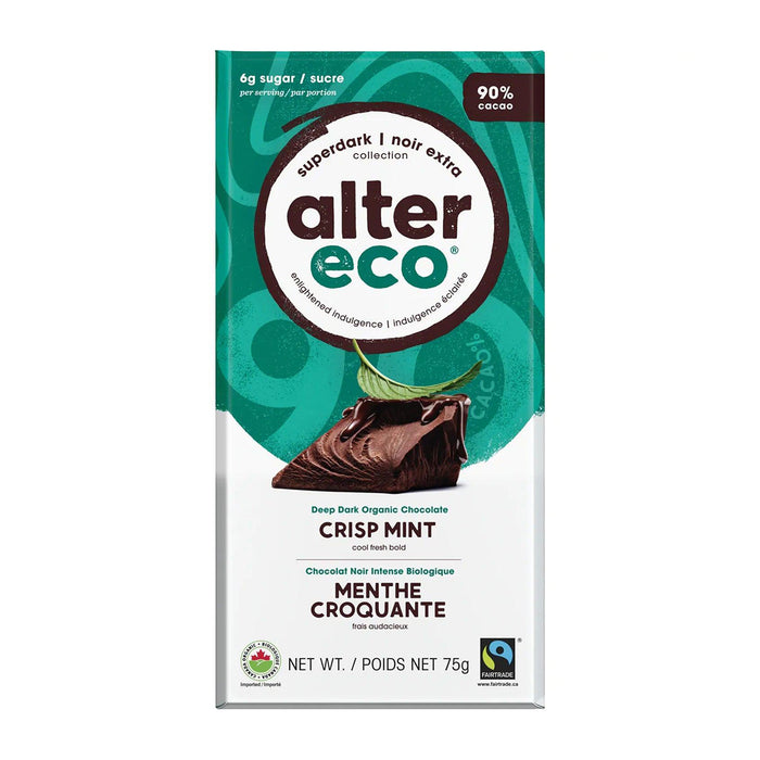 Alter Eco | Superdark Crisp Mint Dark Chocolate Bar