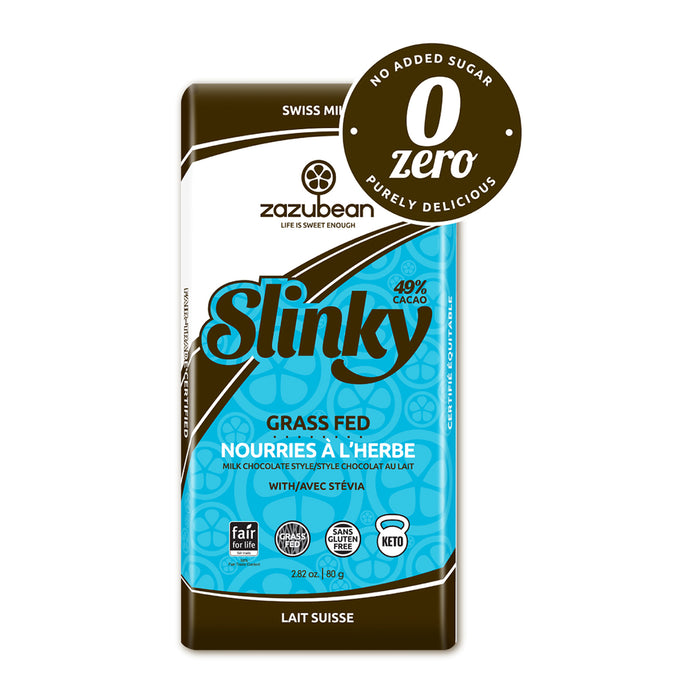 Zazubean | Slinky Grass Fed Swiss Milk Chocolate Bar 80g