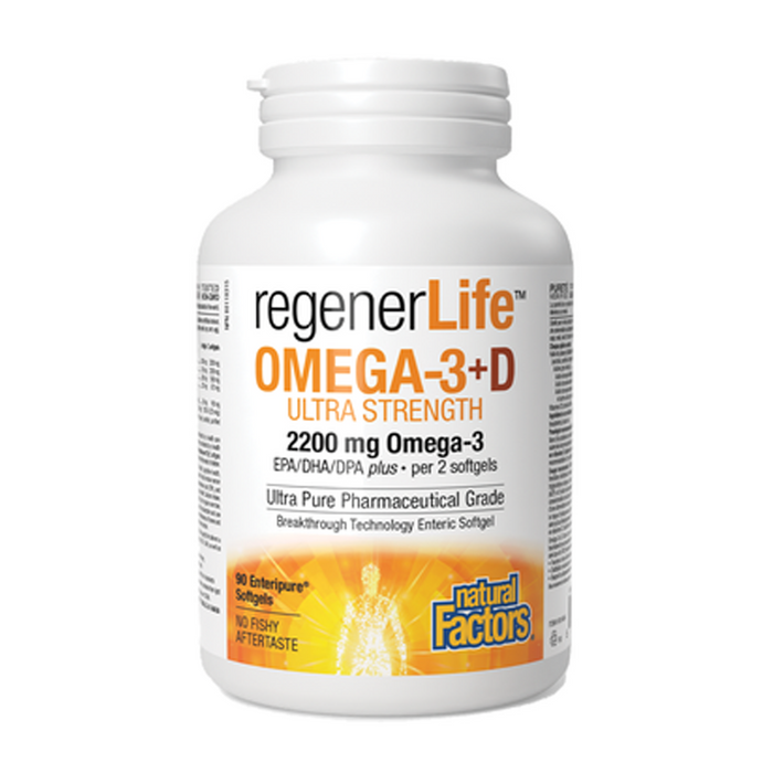 Natural Factors | Regenerlife Ultimate Strength Omega-3+D Softgels