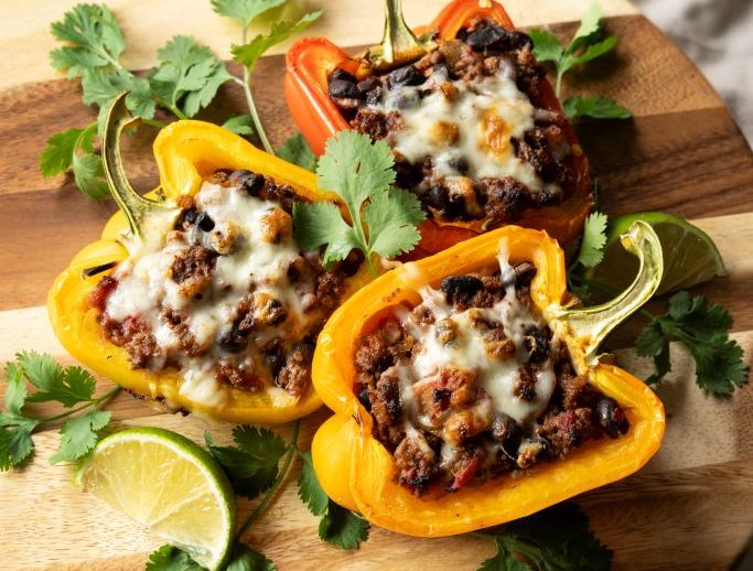 Healthy Bison and Black Bean Stuffed Peppers Recipe