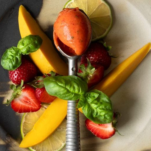 Refreshing Strawberry Mango Basil Sorbet Recipe