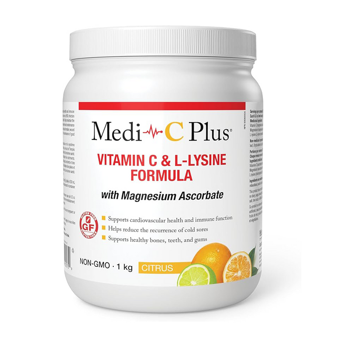 Medi-C Plus | Original Formula Vitamin C & L-Lysine With Calcium Ascorbate Citrus Flavour Powder