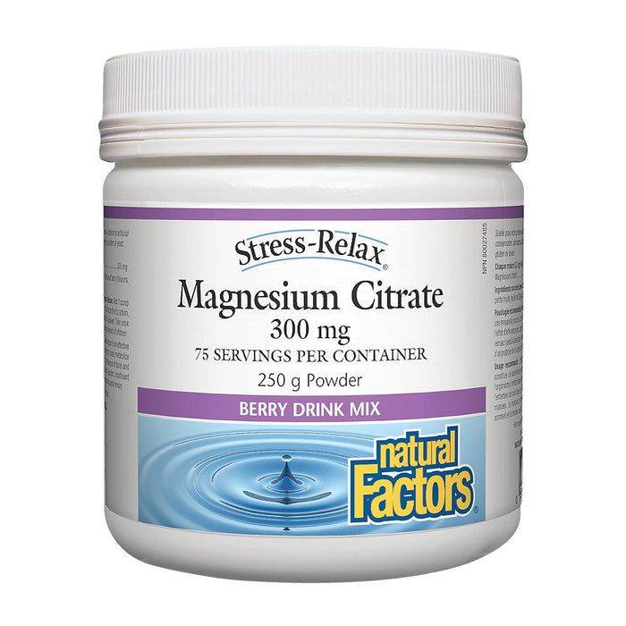Natural Factors | Magnesium Citrate 300mg Berry Flavour Drink Mix Powder