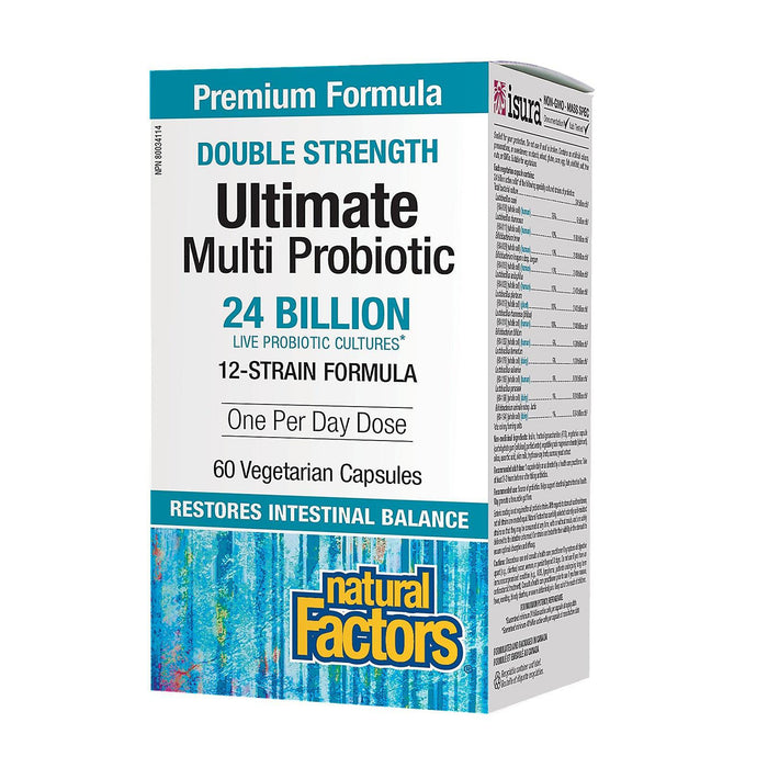 Natural Factors | Ultimate Probiotic Double Strength 24 Billion Live Cultures 12-Strain Formula Vegetarian Capsules