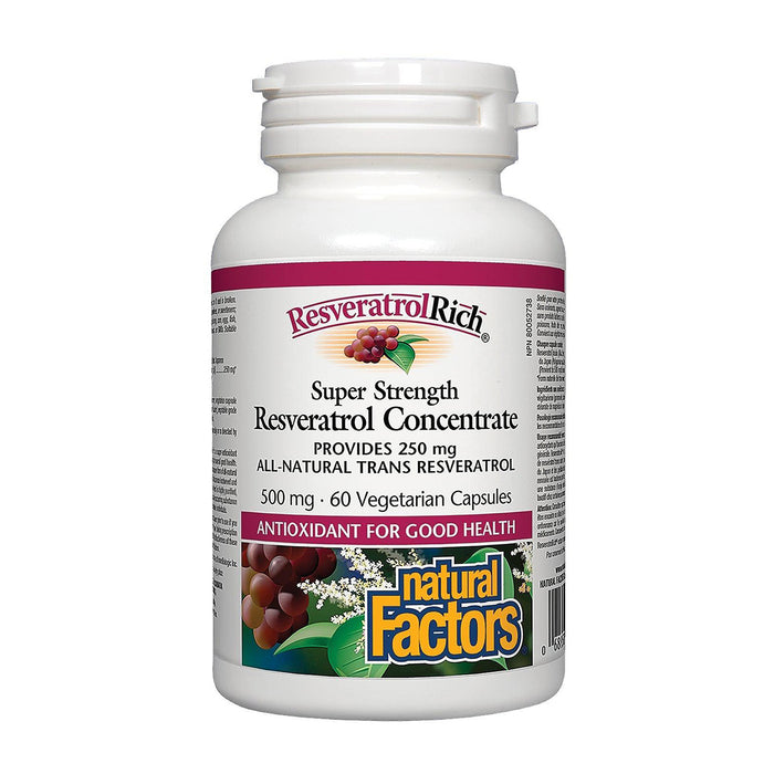 Natural Factors | ResveratrolRich Super Strength Resveratrol Concentrate 500 mg Vegetarian Capsules