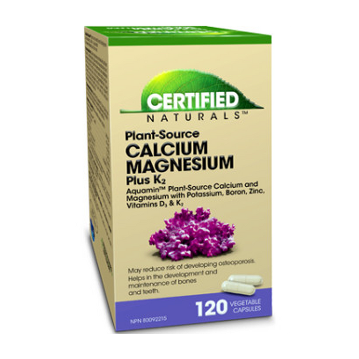 Certified Naturals | Plant-Source Calcium Magnesium+K2 Vegetarian Capsules 120's