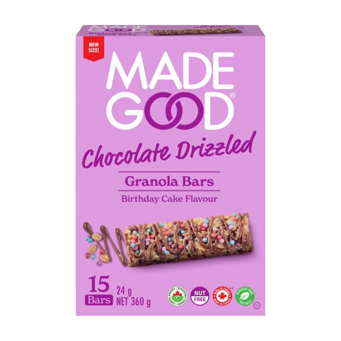 Made Good | Chocolate Drizzled Birthday Cake Flavour Granola Bars 15x24g