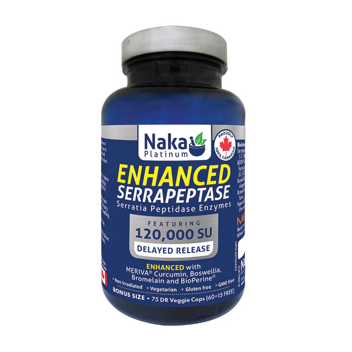 Naka Platinum | Serrapeptase (Serratia Peptidase Enzymes) 120000 SU Delayed Release Vegetarian Capsules