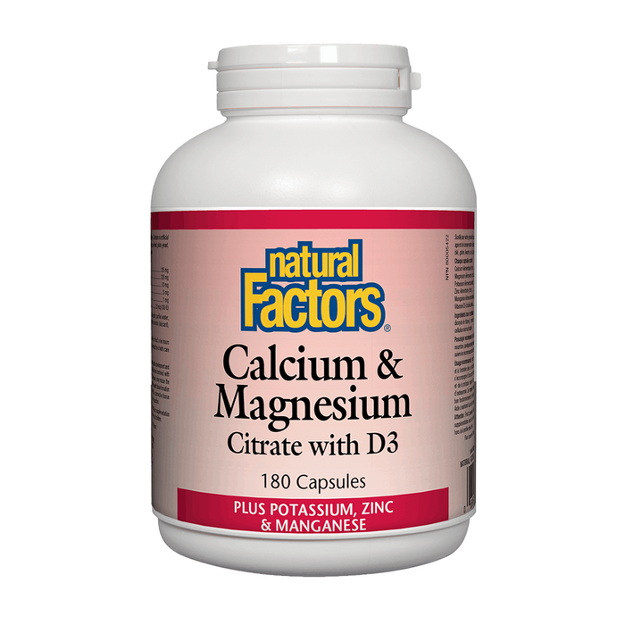 Natural Factors | Calcium & Magnesium Citrate With D3 Plus Potassium, Zinc & Manganese Capsules