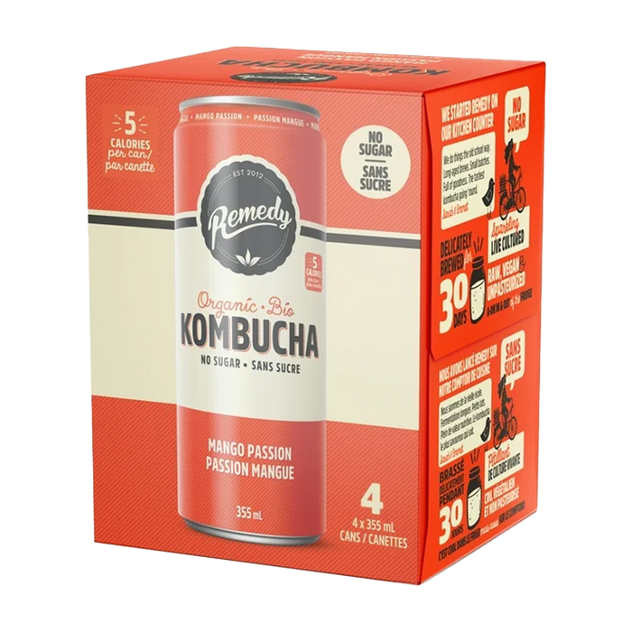 Remedy | Organic Mango Passion Kombucha 4pk