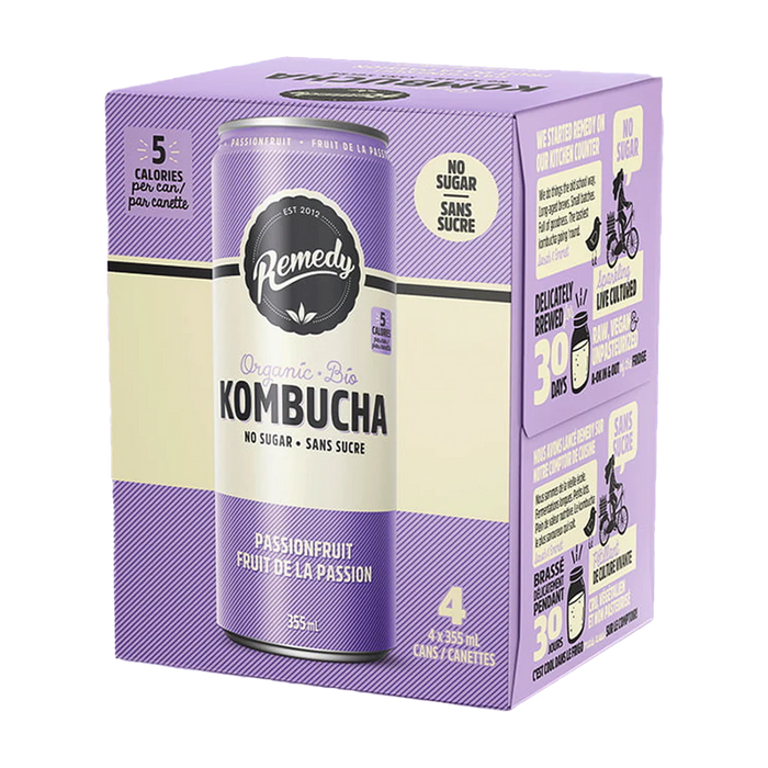 Remedy | Organic Passionfruit Kombucha 4pk