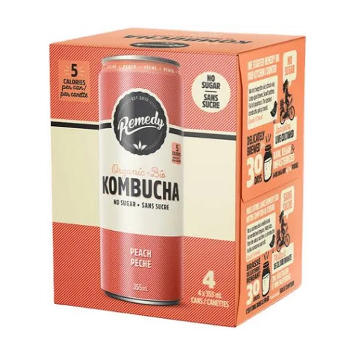 Remedy | Organic Peach Kombucha 4pk