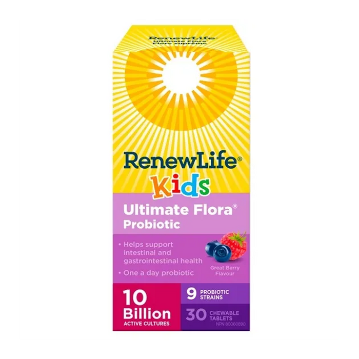 Renew Life | Ultimate Flora Kids Probiotic 10 Billion Active Cultures 30 Chewable Tablets