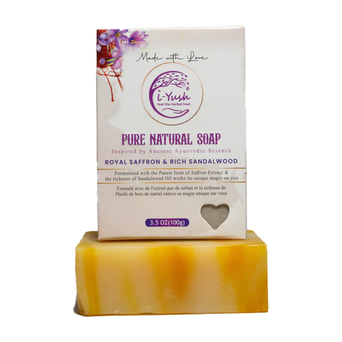 I-Yush Naturals | Royal Saffron & Rich Sandalwood Natural Bar Soap 100g