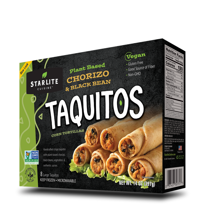 Starlite Cuisine | Chorizo & Black Bean Style Taquitos 6pk 298g