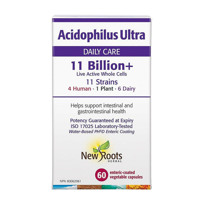 New Roots | Acidophilus Ultra Daily Care 11 Billion+ Live Active Probiotic Vegetarian Capsules