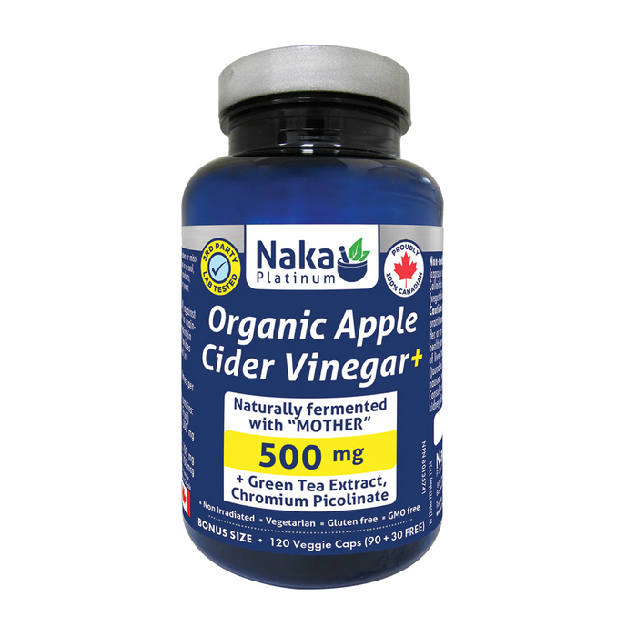 Naka Platinum | Organic Apple Cider Vinegar 500mg Vegetarian Capsules 120's